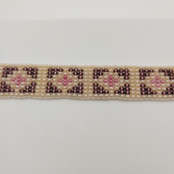 Loom Beaded Bracelet Pearl, Purple & Pink - Picture 3 of 4